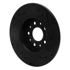 Fiat 500L Brake Rotor (1) - Rear Left - R1 Concepts - Drilled & Slotted - Black - `14-`19